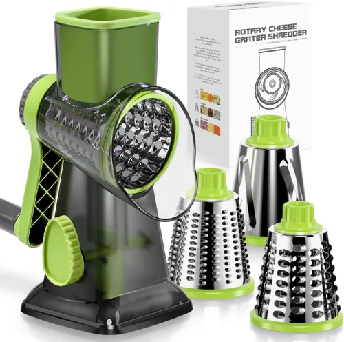 Badelite Rallador de Queso con Manivela Giratoria Rallador Triturador de Queso de Acero Inoxidable Rebanadora de Verduras Rallador para Cocina 3