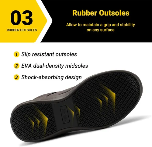 Miniatura 5 de FitVille Zapatos de punta de acero extra anchos para hombres, zapatos de trabajo con punta compuesta para hombres, resistentes al agua