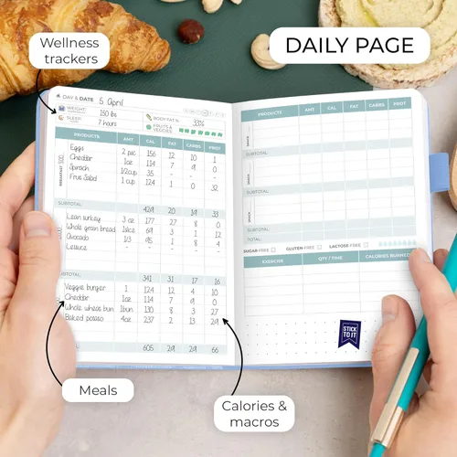 Miniatura 4 de Clever Fox Diario de Alimentos de Bolsillo - Diario Diario de Alimentos, Planificador de Comidas para Rastrear Calorías y Nutrientes, Cuaderno