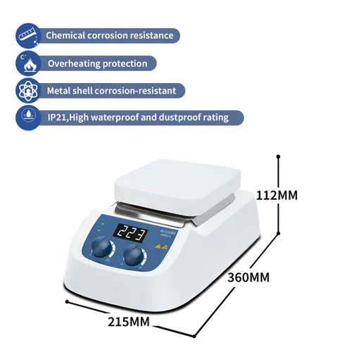 Miniatura 4 de ONiLAB 8050122211 550C Agitador de placa caliente magnética Temperatura máxima de calefacción a 1,022.0 °F Velocidad 1500 rpm, blanco, cerámica