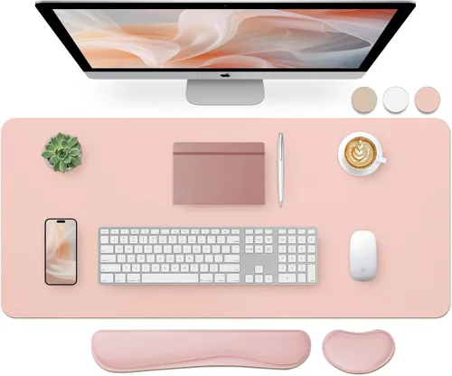 Miniatura 12 de Bloss Almohadilla de escritorio de cuero y reposamuñecas para teclado, alfombrilla grande para mouse + almohadilla para teclado + soporte de muñeca