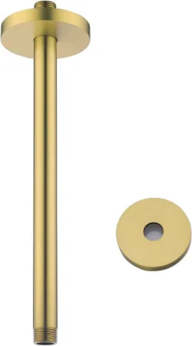 Miniatura 42 de Brazo de ducha montado en el techo de 4 pulgadas, extensión de cabezal de ducha negro mate con escudo único a juego, conexión estándar de 1/2