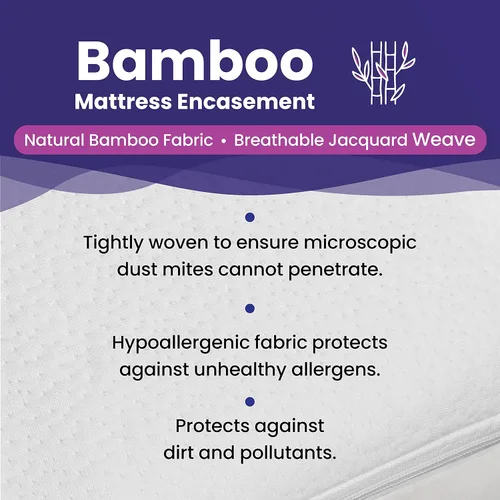 Miniatura 4 de Slumberfy - Protector de colchón de viscosa impermeable de tamaño individual hecho de bambú, seguro para la piel, con cremallera EZ de 360°