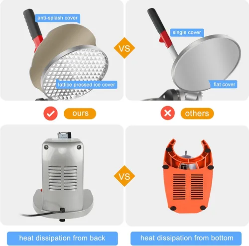 Miniatura 7 de Afeitadora de hielo eléctrica, máquina de hielo afeitada fuerte potente para uso doméstico y comercial, trituradora de hielo de acero con cuchillas