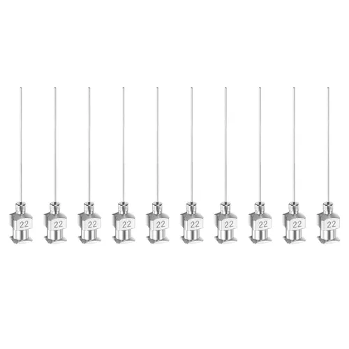 Miniatura 20 de HARFINGTON 10 agujas dispensadoras de acero inoxidable calibre 16, 1 1/2 pulgadas, tubo de aguja de pegamento de metal, puntas romas, Luer Lock