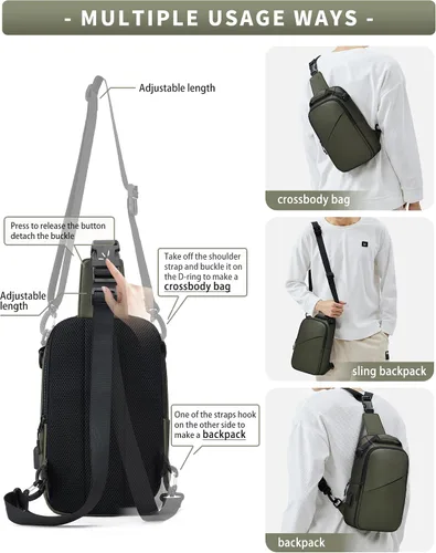 Miniatura 7 de SEAFEW Mochilas tácticas.., A-verde, Mochilas Sling