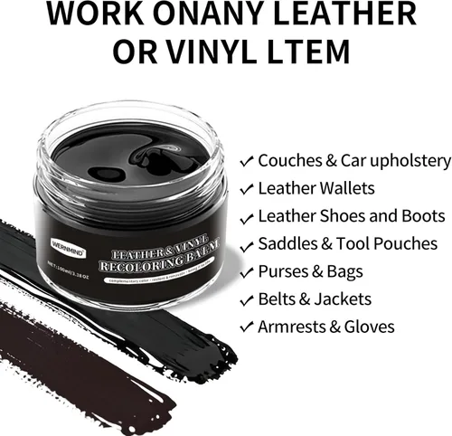 Miniatura 4 de Bálsamo recolorante de cuero negro, restaurador de color, pintura multiusos, kits de reparación de cuero para sofás de vinilo, muebles, sofás de 2