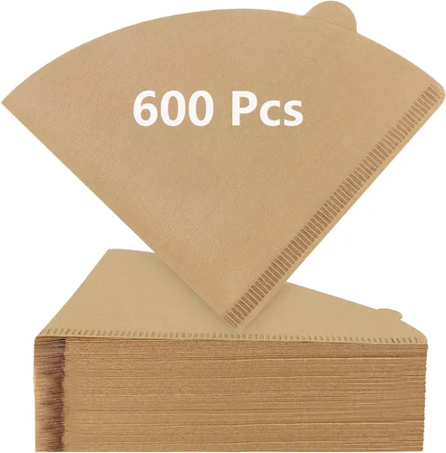 Miniatura 13 de Clinuse Filtros de café en cono #2, 100 unidades sin blanquear tamaño 02, filtros de papel natural desechables de 2 a 4 tazas, 02 filtros de cono