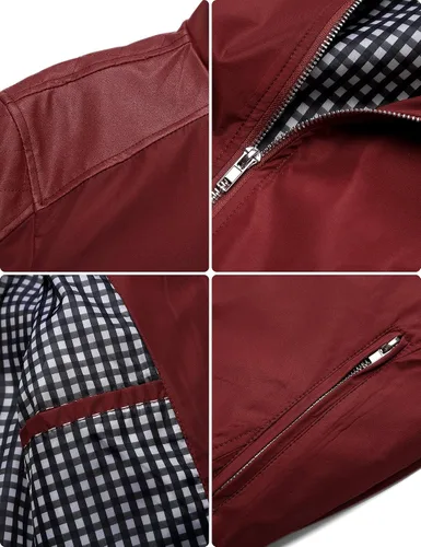 Miniatura 4 de springrain chaqueta para hombre Casual cuello delgado mangas de cuero