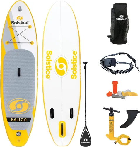 Solstice Watersports Bali 2.0 Kit de tabla de remo inflable (10 pies 6 pulgadas x 32 pulgadas x 5 pulgadas), kit Bali 2.0 (amarillo)