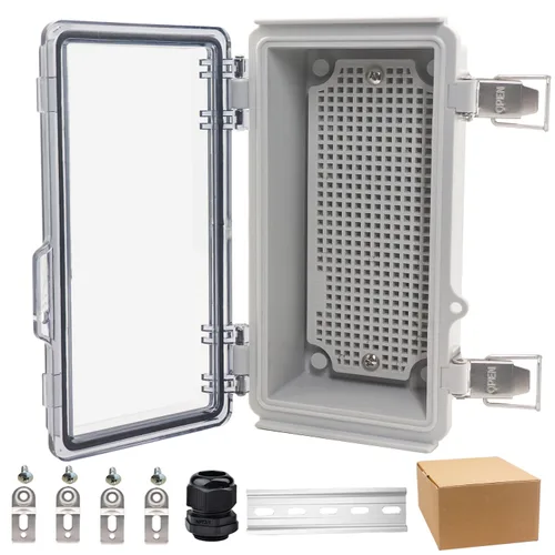 Miniatura 24 de Caja eléctrica impermeable, caja de conexiones IP67, pestillo de acero inoxidable, cubierta transparente con bisagras, carcasa para proyectos
