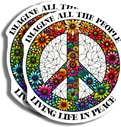 Imanes de signo de paz – Símbolo colorido de la paz – Imanes de diseño de flores – Mensaje inspirador – Vibes retro – Imanes de decoración del hogar