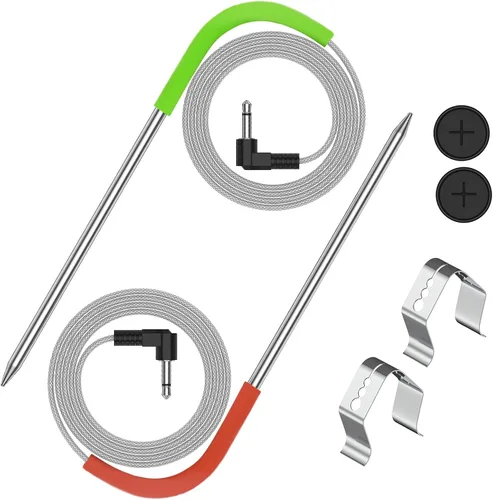 Sonda de carne de repuesto para parrilla de pellets Pit Boss y ahumador de pellets, enchufe de 0.138 in, paquete de 2 sondas de carne con accesorios