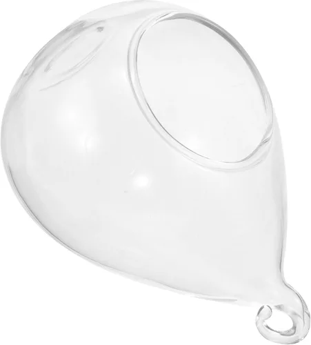 SEWACC Soporte colgante de vidrio para plantas de aire de terrario para suculentas, maceta redonda de 5.3 in, jarrón de vidrio para decoración del