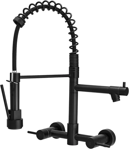 Miniatura 6 de AIMADI - Grifo de cocina con rociador desplegable, grifo de cocina comercial de arco alto, de una sola manija, de acero inoxidable con níquel Níquel