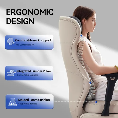Miniatura 8 de EMIAH Silla de oficina ergonómica con reposapiés, silla de oficina reclinable con brazos ajustables y reposacabezas, silla de juegos de respaldo