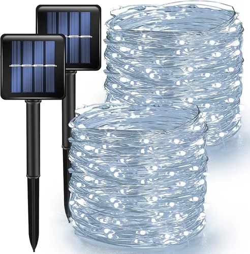 Miniatura 9 de Luces Solares de Halloween Moradas y Naranjas para Exteriores, Total 80 Pies 240 LED Solares Impermeables Luces de Hadas 8 Modos Luces de Alambre