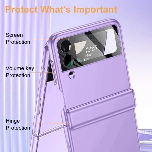 Miniatura 2 de Funda para Samsung Z Flip 4: [Protección completa de bisagra] Funda delgada para teléfono con protección de pantalla incorporada, protección
