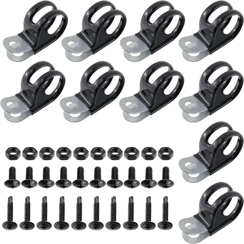 Miniatura 26 de Antrader Clips de cable tipo R, abrazaderas de cable de 0.12 pulgadas con tornillos, acero inoxidable 304, 100