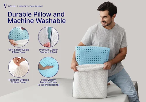 Miniatura 4 de Almohada de espuma viscoelástica de gel refrescante, paquete de 1, almohadas de cama tamaño King para dormir, almohada firme - Almohada para dormir