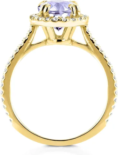 Miniatura 3 de Kobelli Anillo de oro amarillo de 14 quilates con amatista y diamante de corte ovalado, oro amarillo de 14 quilates