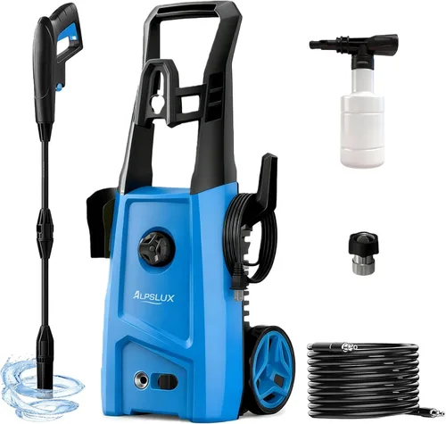 Lavadora a presión eléctrica Lavadora eléctrica con boquilla ajustable, máquina de limpieza a presión con cañón de espuma para automóviles, vallas,