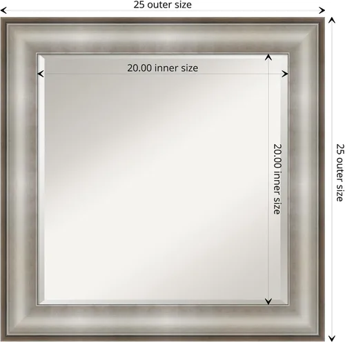 Miniatura 4 de Amanti Art Espejo de baño plateado para sobre el fregadero, espejo de tocador cuadrado de plata imperial de 25 x 25 pulgadas, marco tradicional