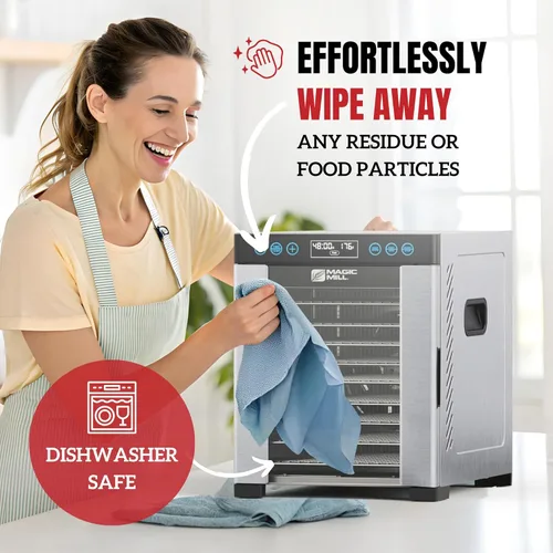 Miniatura 7 de Magic Mill Pro - Máquina deshidratadora de alimentos 10 bandejas de acero inoxidable Secador para charqui, bocadillos para perros, hierbas