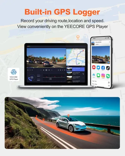 Miniatura 6 de Cámara de tablero 4K real frontal y trasera, Wi-Fi GPS de 5.8 GHz, cámara dual HDR con sensor de nivel superior, pantalla IPS de 3.3 pulgadas