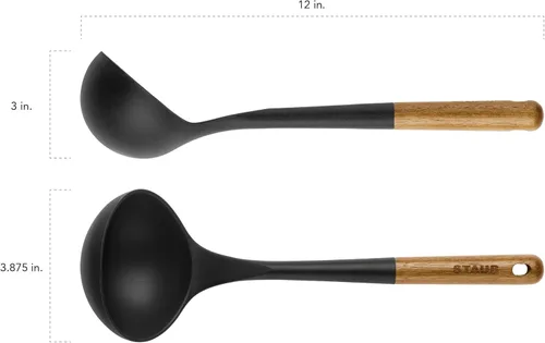 Miniatura 3 de STAUB Cucharón de sopa, perfecto para servir sopa caliente, porcionar masa para panqueques y salsear pasta, silicona negra mate duradera sin BPA