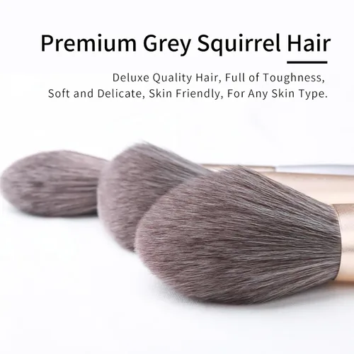 Miniatura 3 de ENZO KEN Juego de brochas de maquillaje de fibra natural y pelo de cabra profesional, juego de brochas de maquillaje de cabello combinado