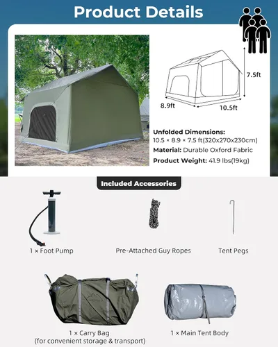 Miniatura 6 de Tienda de campaña inflable, diseño de lujo de Glamping con tragaluz, tela de Oxford
