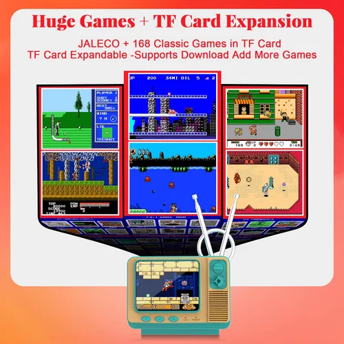 Miniatura 3 de Consola de juegos retro - 42 JALECO + 168 juegos clásicos, inalámbrico 2.4G de 2 jugadores, pantalla IPS de 3.0 pulgadas, expansión de tarjeta TF