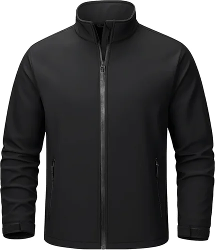 Miniatura 10 de TACVASEN Chaqueta ligera Softshell para hombre, impermeable, ligera, con forro polar, abrigo de invierno con 4 bolsillos cortavientos