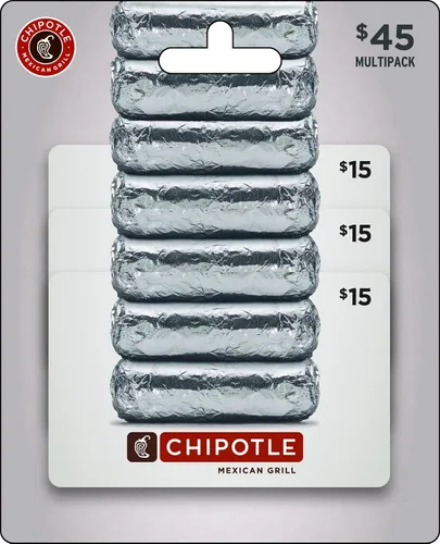 Chipotle Physical Gift Cards (Multipack of 3 x $15) - $45