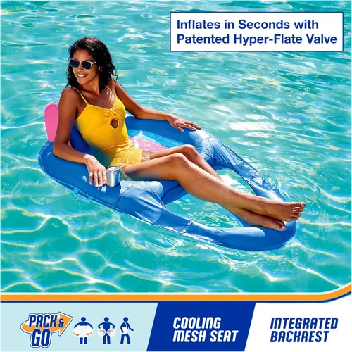 Miniatura 2 de SwimWays Spring Float - Tumbona reclinable prémium para piscina, flotadores inflables para adultos con inflado rápido para edades de 15 años