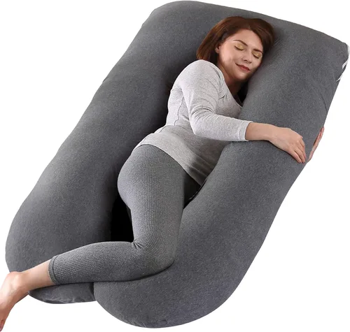 Miniatura 13 de Amagoing - Almohada de embarazo refrescante para dormir, almohada de maternidad en forma de U de cuerpo completo para mujeres con dolor de cadera