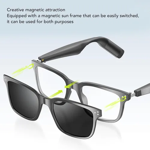 Miniatura 9 de Tnfeeon Lentes de sol inteligentes, lentes de reproducción de música AI con traducción de 144 idiomas, cámara de control táctil para hombres