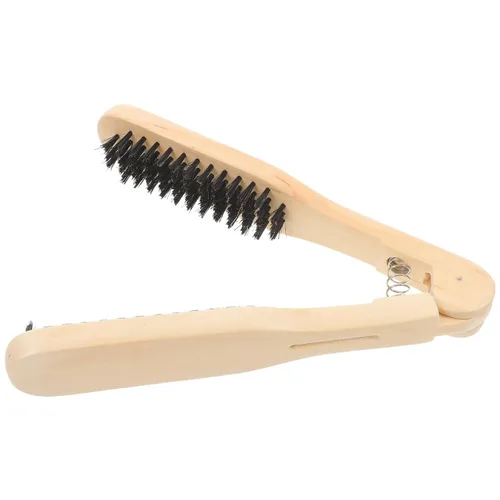 Miniatura 9 de Healifty Peine alisador de pelo de madera de 8.66 pulgadas, diseño de doble cepillo, alisador de pelo antiestático para un peinado suave