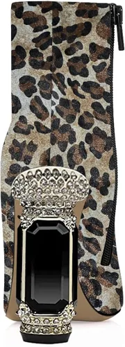 Miniatura 23 de FSJ Botas de tacón alto con punta puntiaguda para mujer, con tacón alto, con cremallera lateral brillante, estilo casual, para uso diario, zapatos