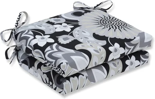 Miniatura 8 de Pillow Perfect Cojín cuadrado para asiento de silla esquinera para interiores y exteriores con lazos, relleno de fibra de felpa, resistente a