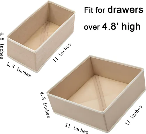 Miniatura 8 de Bructhun - Juego de 4 organizadores de cajones de tela para ropa, ropa interior, calcetines y sujetadores, divisores de tocador de 11 pulgadas