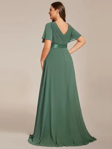 Miniatura 143 de Ever-Pretty Vestido formal para mujer, Navidad, Año Nuevo, cuello en V, gasa, talla grande, largo hasta el suelo, vestido de dama de honor