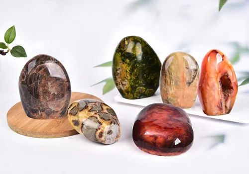 Miniatura 7 de AMOYSTONE Piedra de preocupación pulida de ópalo verde natural para aliviar la ansiedad, piedra preciosa de reiki de cristal curativo de mano