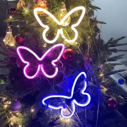 Miniatura 6 de ENUOLI - Luces decorativas LED de neón en forma de mariposa, letrero de neón con forma de mariposa, decoración de luz de neón, funciona