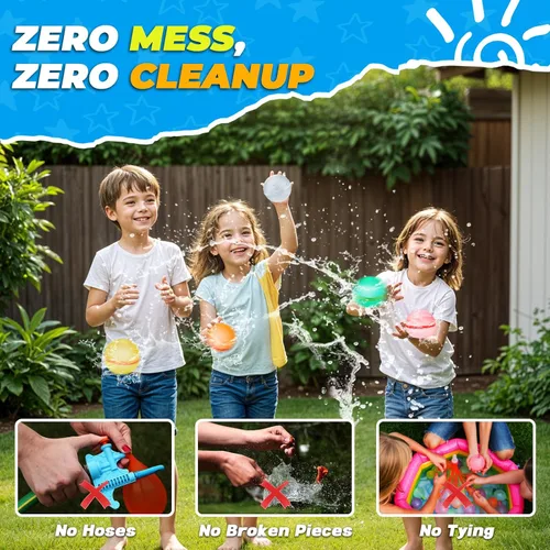 Miniatura 5 de 4 globos de agua magnéticos reutilizables, recargables de silicona para baño, piscina, playa, juguetes para niños, bolas de salpicaduras