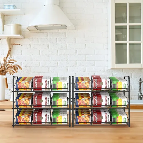 Miniatura 6 de BTY Organizador de latas para despensa apilable, paquete de 2, organizador de almacenamiento de latas, dispensadores de latas, espacio pequeño