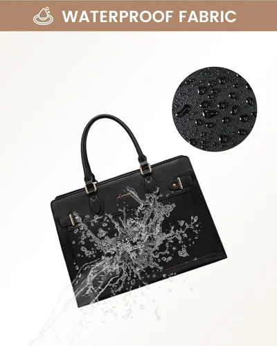 Miniatura 8 de LOVEVOOK Bolsa para laptop para mujeres, Bolsa tote grande de cuero PU de 15.6 pulgadas, Bolsa de trabajo profesional para maestras, Maletín