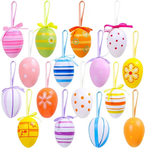 Elcoho - Huevos colgantes de Pascua, de plástico, ornamentos para la Pascua, decoración de Pascua, estilos al azar