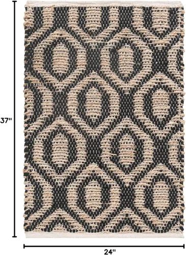 Miniatura 2 de Unique Loom Chindi Jute Collection - Alfombra rectangular (2 x 3 pies 1 pulgada, color negro y azul marino)